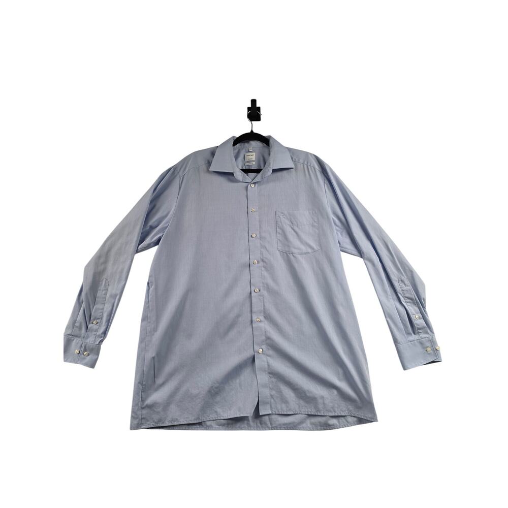OLYMP Tendenz Mens 17.5 44 Blue Cotton Dress Shirt Regular Fit Germany 0111